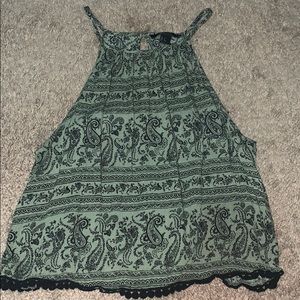 Green halter neck top